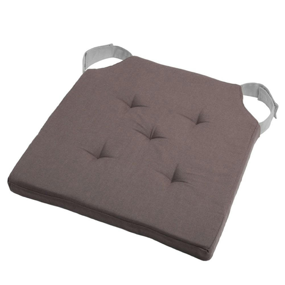 SCRATCHS - Coussin de chaise attaches scratchs gris et écru 38x38