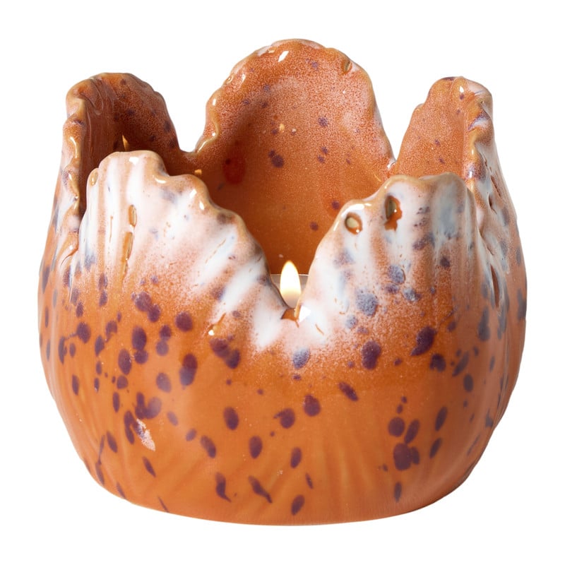 Waxinelichthouder tulp - oranje - &Oslash;8.5x6.5 cm