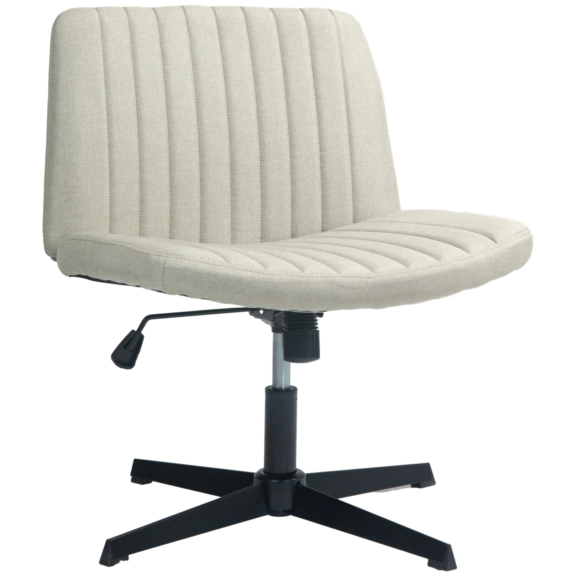 Criss Cross Chair with Wheels, Fabric Padded Armless Vanity Chair, Fabric Padded Task Chair with Adjustable Height - N/A