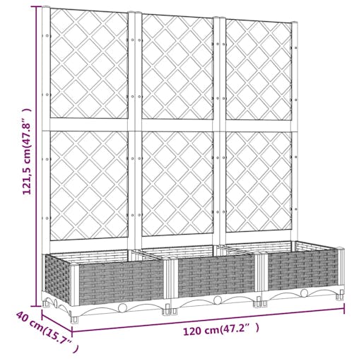 NNEVL Garden Planter with Trellis Black 120x40x121.5 cm PP