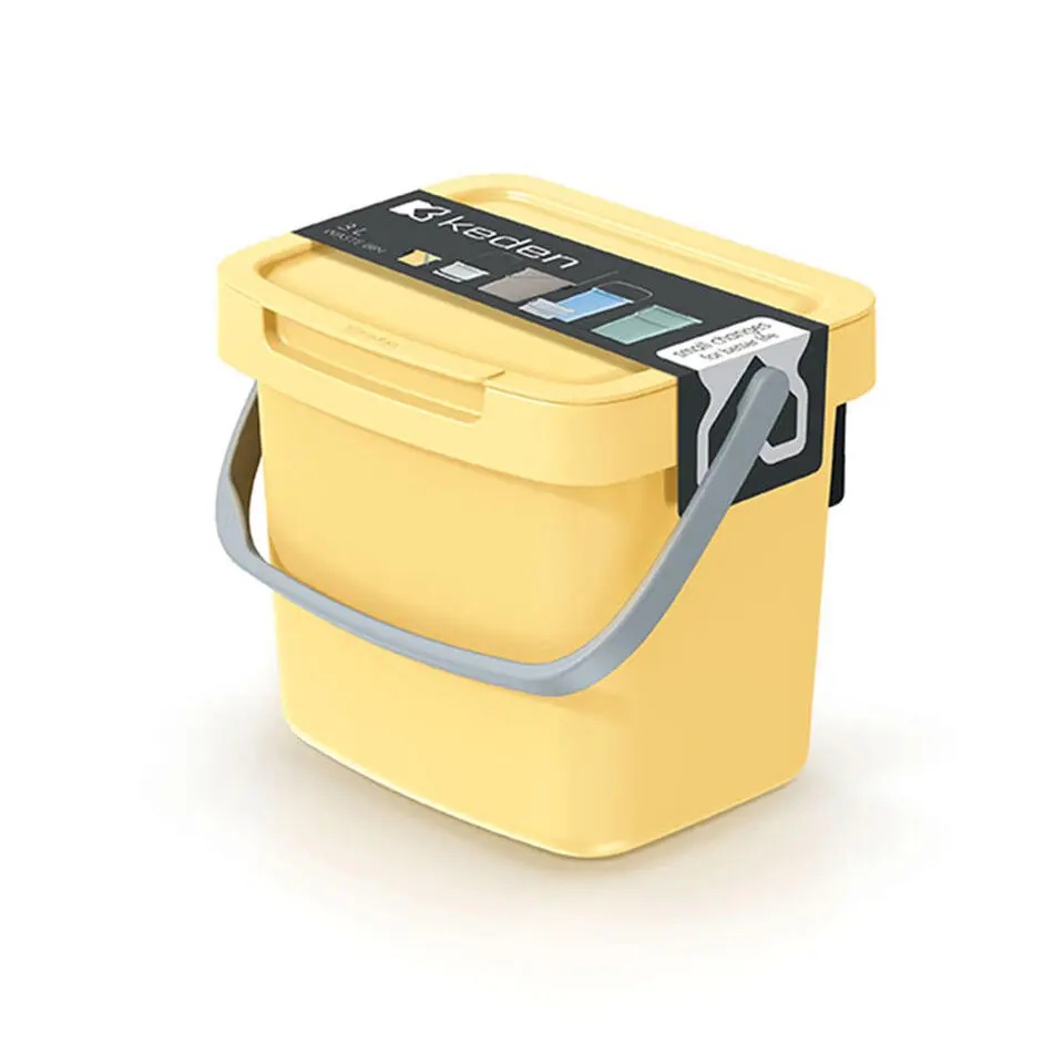 Keden GFT aanrecht afvalbak - geel - 3L - 19 x 17 x 15 cm