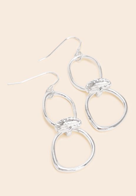 Womens Silver Double Oval Drop Earrings