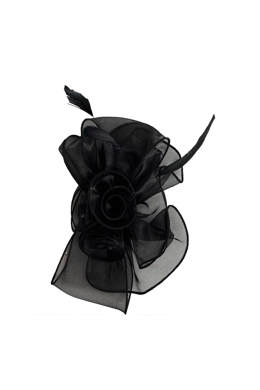 Vellin Elegant Organza Floral Fascinator with Feather Detail