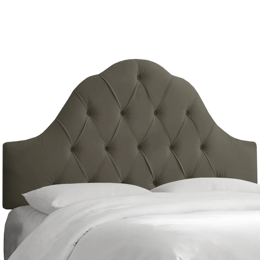 Skyline Furniture Arch Tufted Headboard in Velvet Pewter