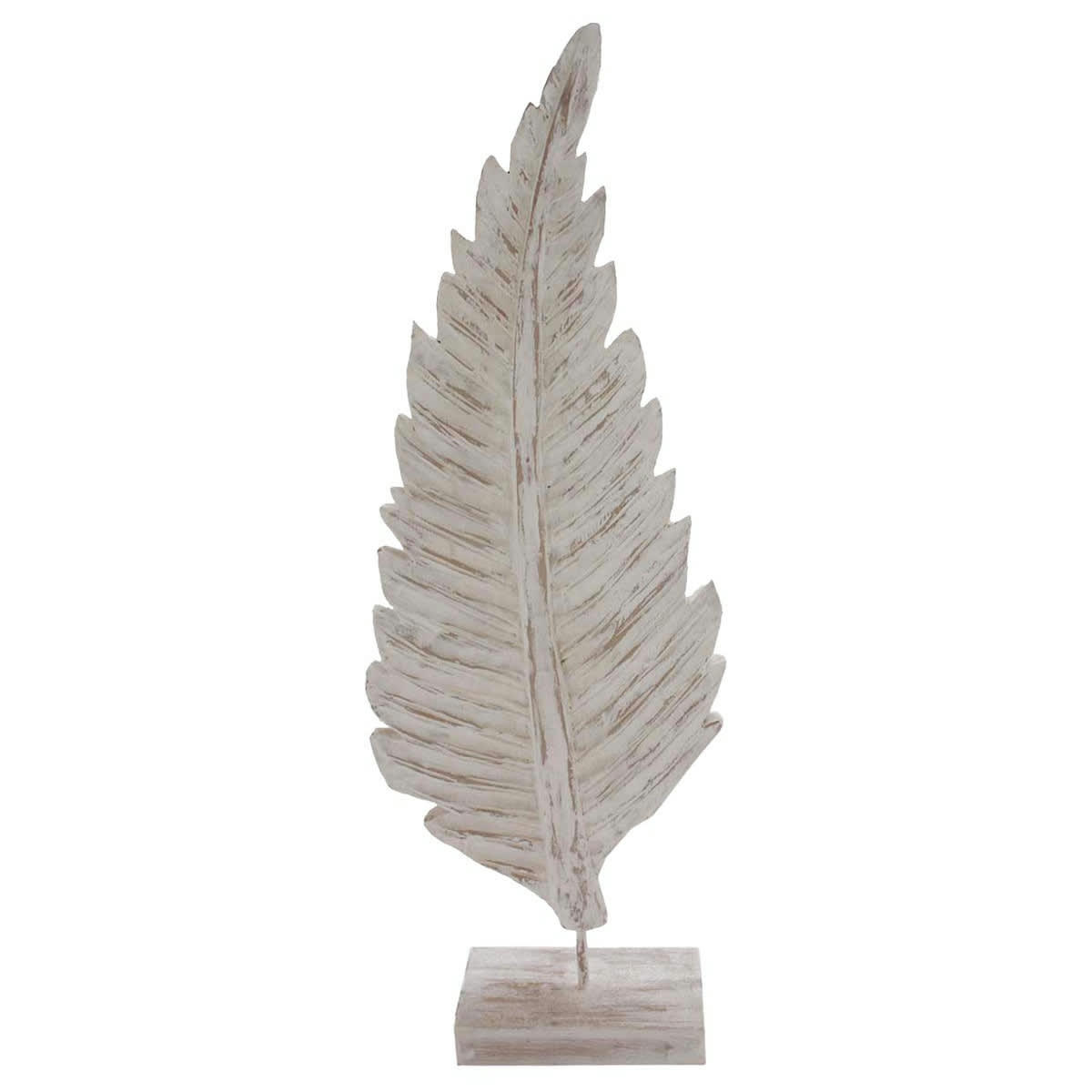 FOREST - Feuille décorative en bois de manguier  blanc 25x10x69 cm