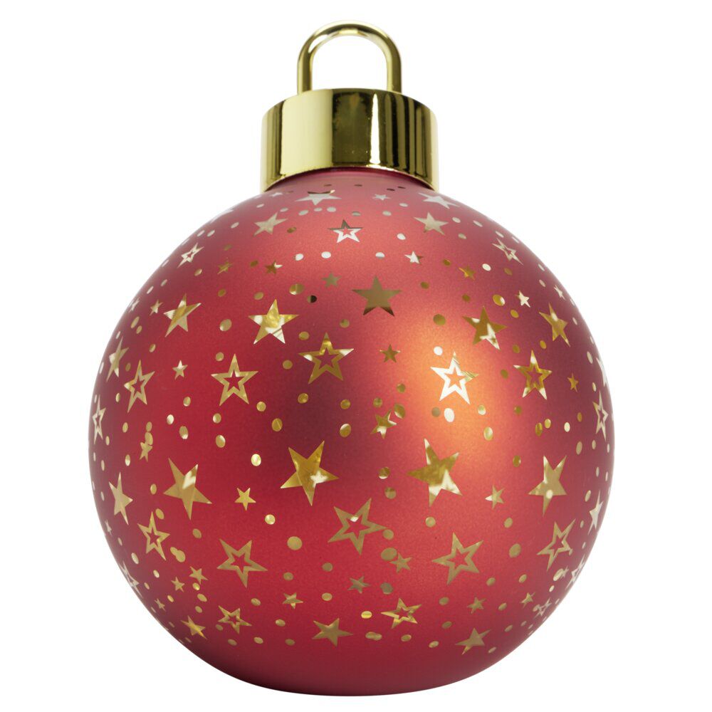Boule de No&euml;l lumineuse à poser en verre rouge Ø15xH18cm