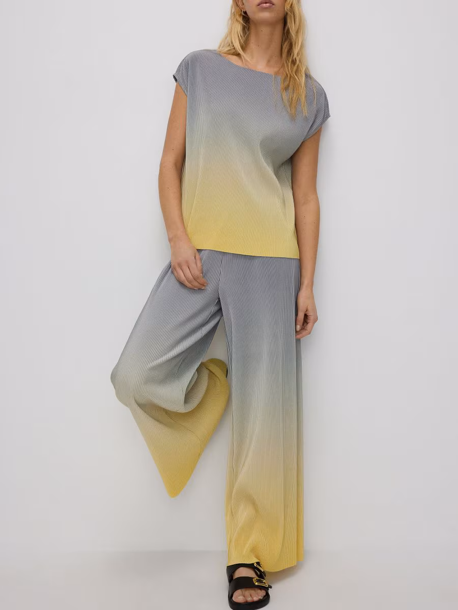 Pleated Wide Leg Trousers