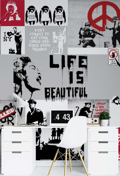Feeby Fototapeta, Kolaż Banksy 100x140
