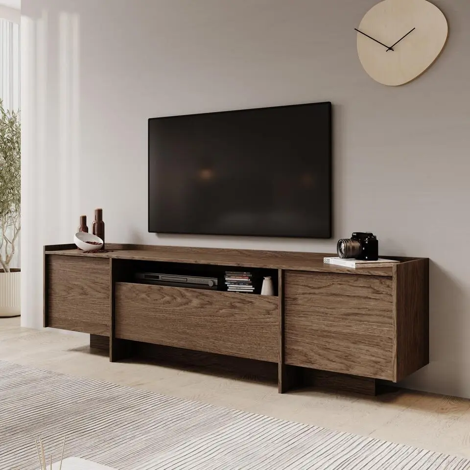 Meubella - TV-Meubel Jaxon - Donker eiken - 197 cm