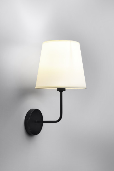 Lampa kinkiet PASTERI czarny matowy 1x40 e14 abażur beżowy