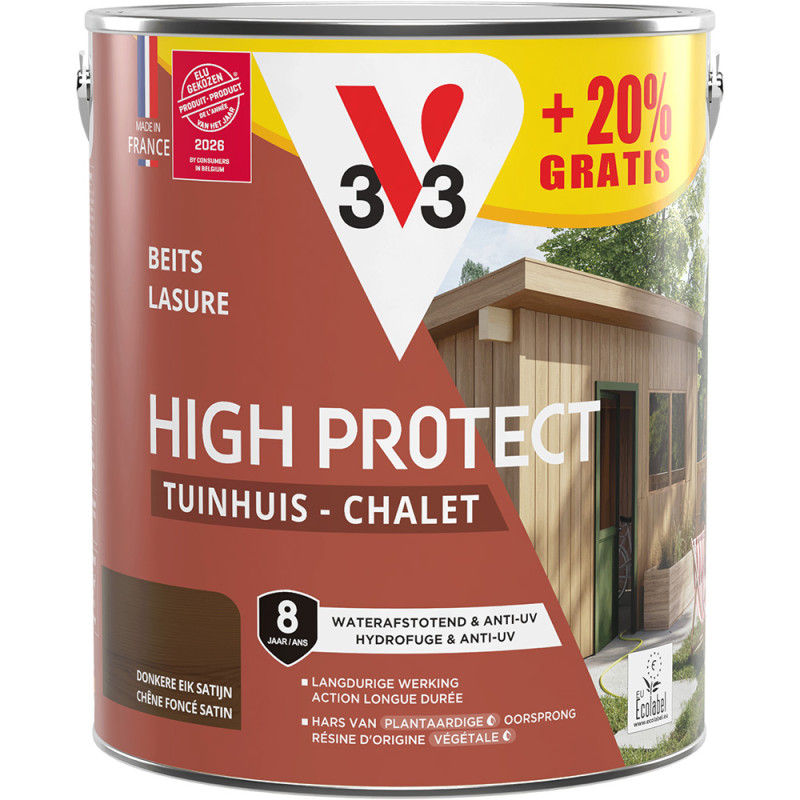 Lasure pour chalet High Protect chêne foncé 2,5 L   0,5 L gratuit V33