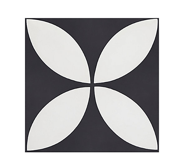 4 Carreaux de ciment véritable 0,16m2 / Carreaux de ciment artisanaux pour sol et mur coloris noir/blanc - l.20 x L.20cm