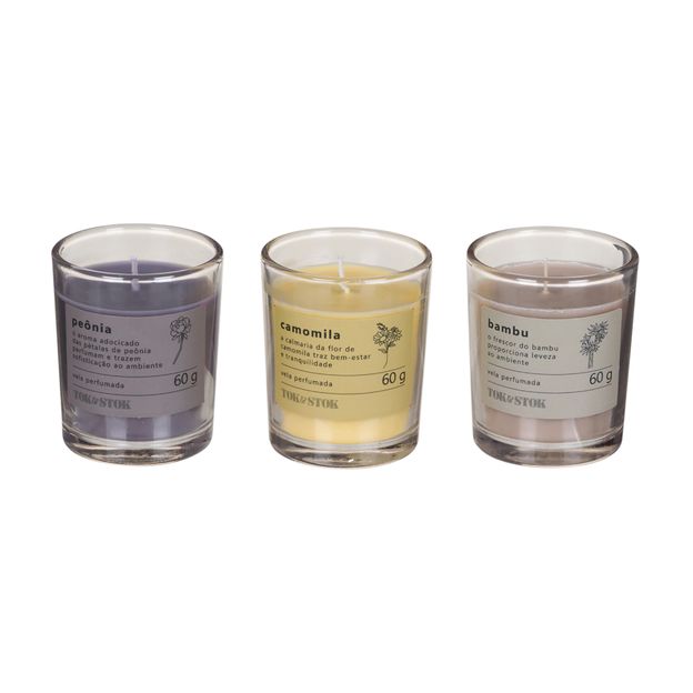 KIT VELA PERFUMADA POTE COM 3 NATURALS