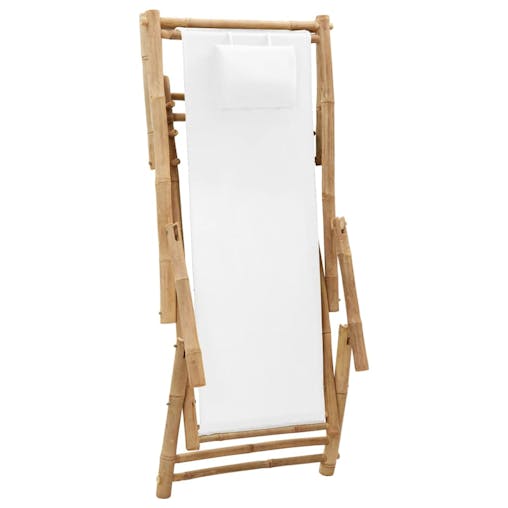 NNEVL Deck Chair Bamboo and Canvas Cream White
