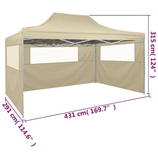 NNEVL Foldable Tent with 3 Walls 3x4.5 m Cream
