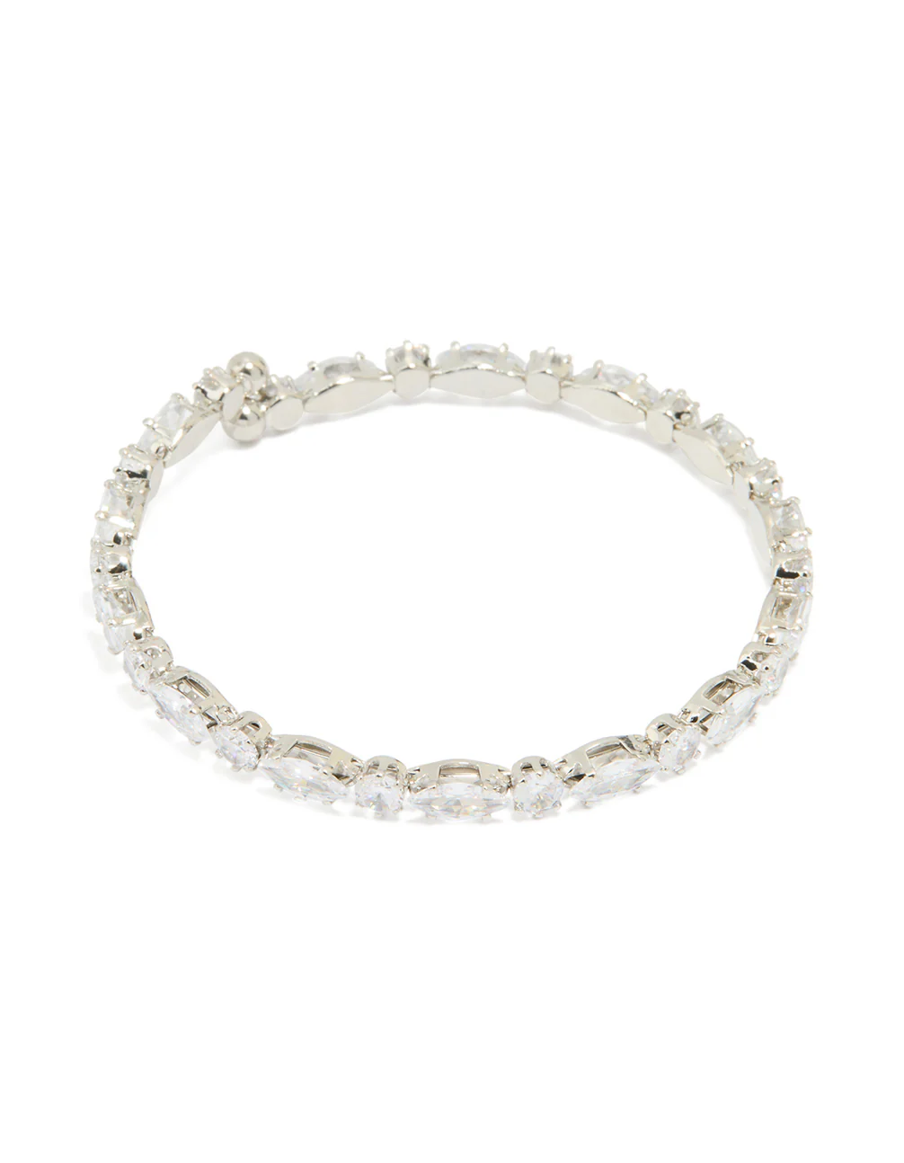 Silver Cubic Zirconia Mixed Stone Wrist Cuff