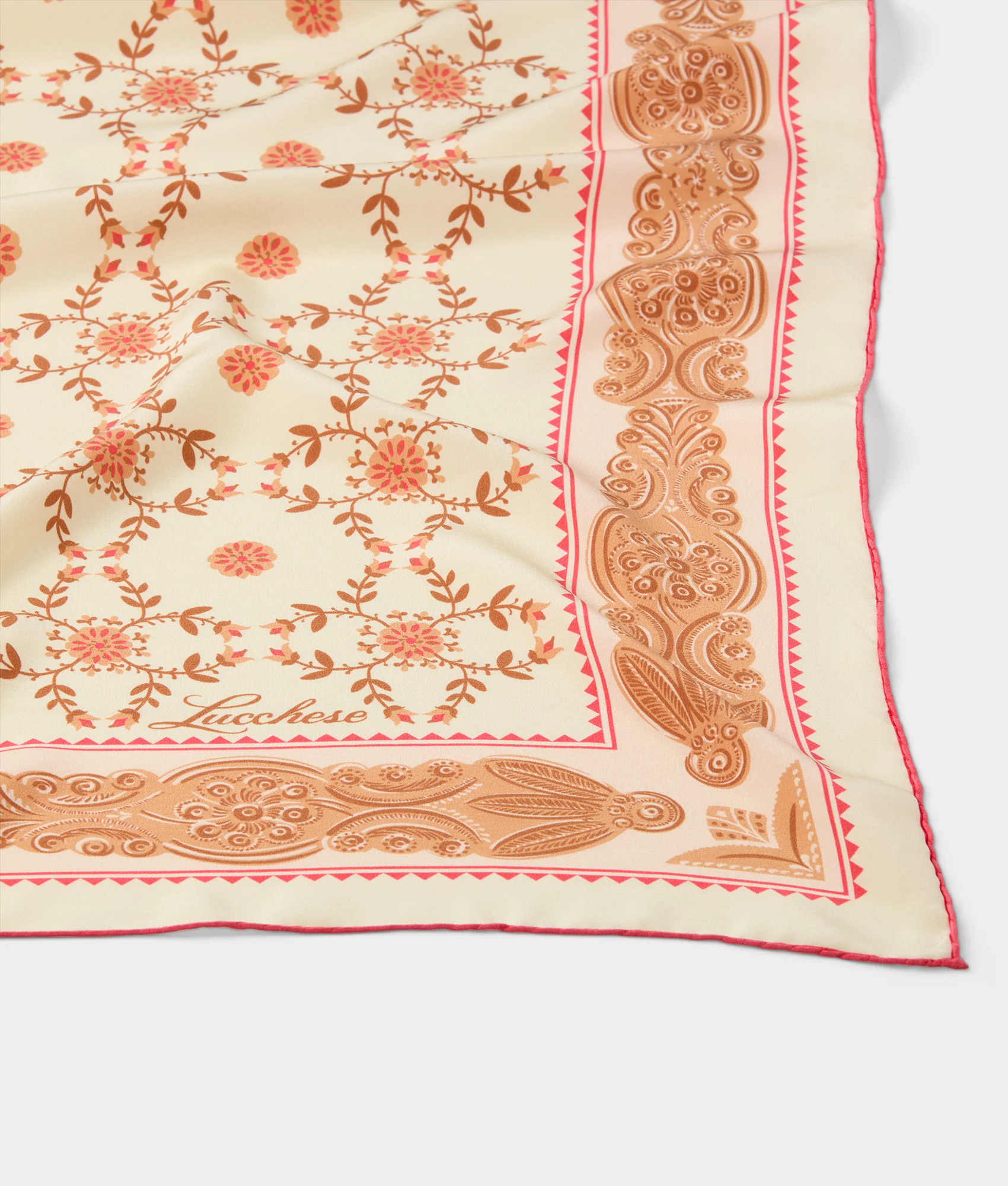 Scroll Silk Scarf - Blush