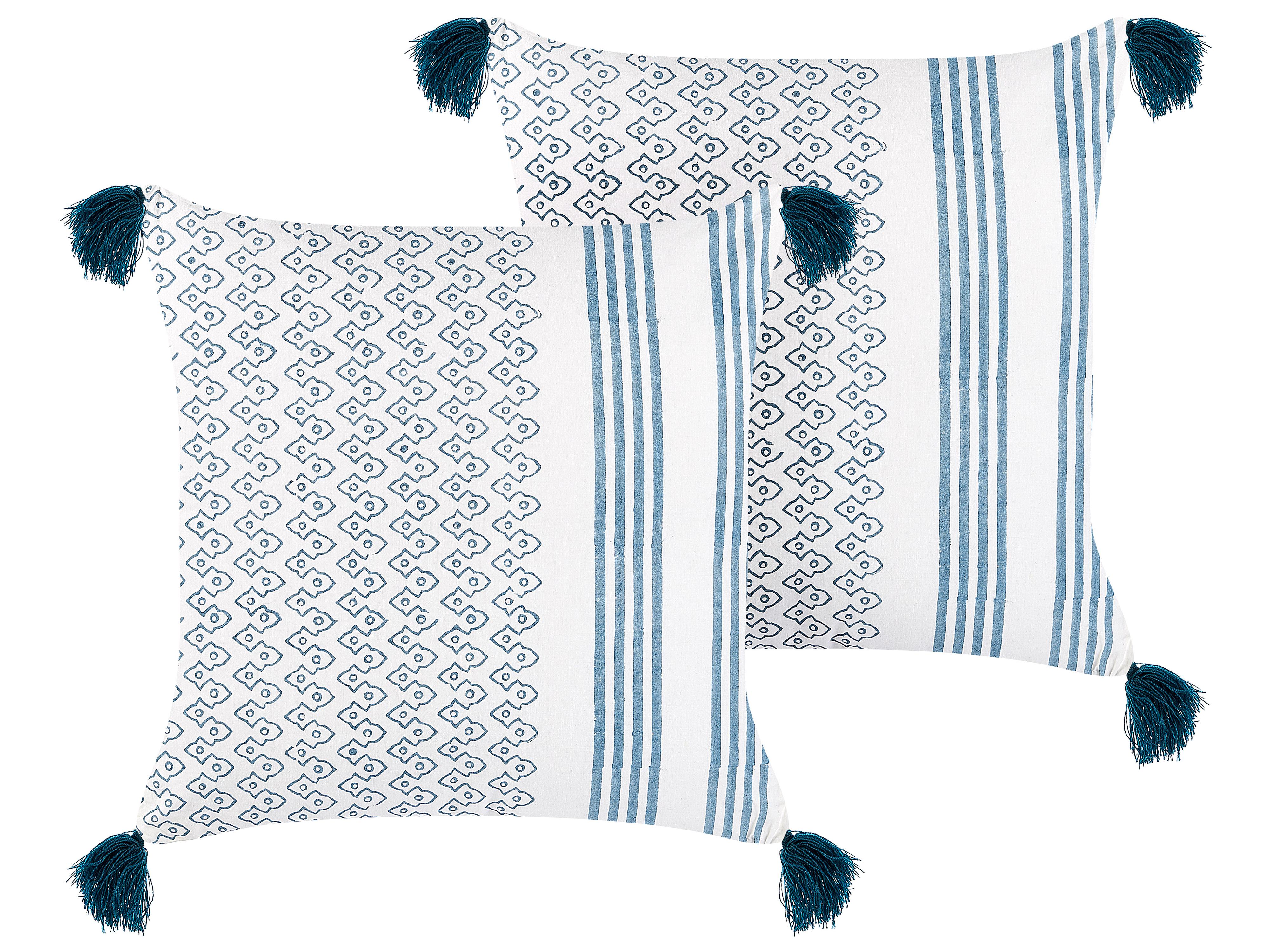 Throw Cushion TILIA Cotton 45 x 45 cm Blue Geometric Pattern