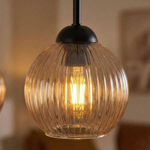 Lampa wisząca zwis EDYLIT loft klosz bursztynowy 1xE27 PION 15-035