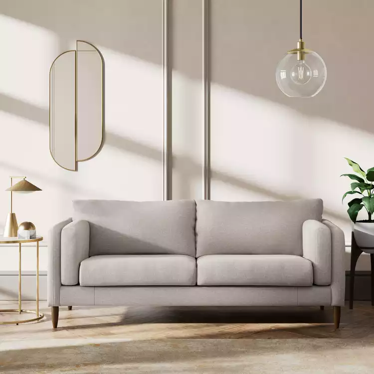 Habitat Newington Fabric 3 Seater Sofa - Stone - Dark Leg