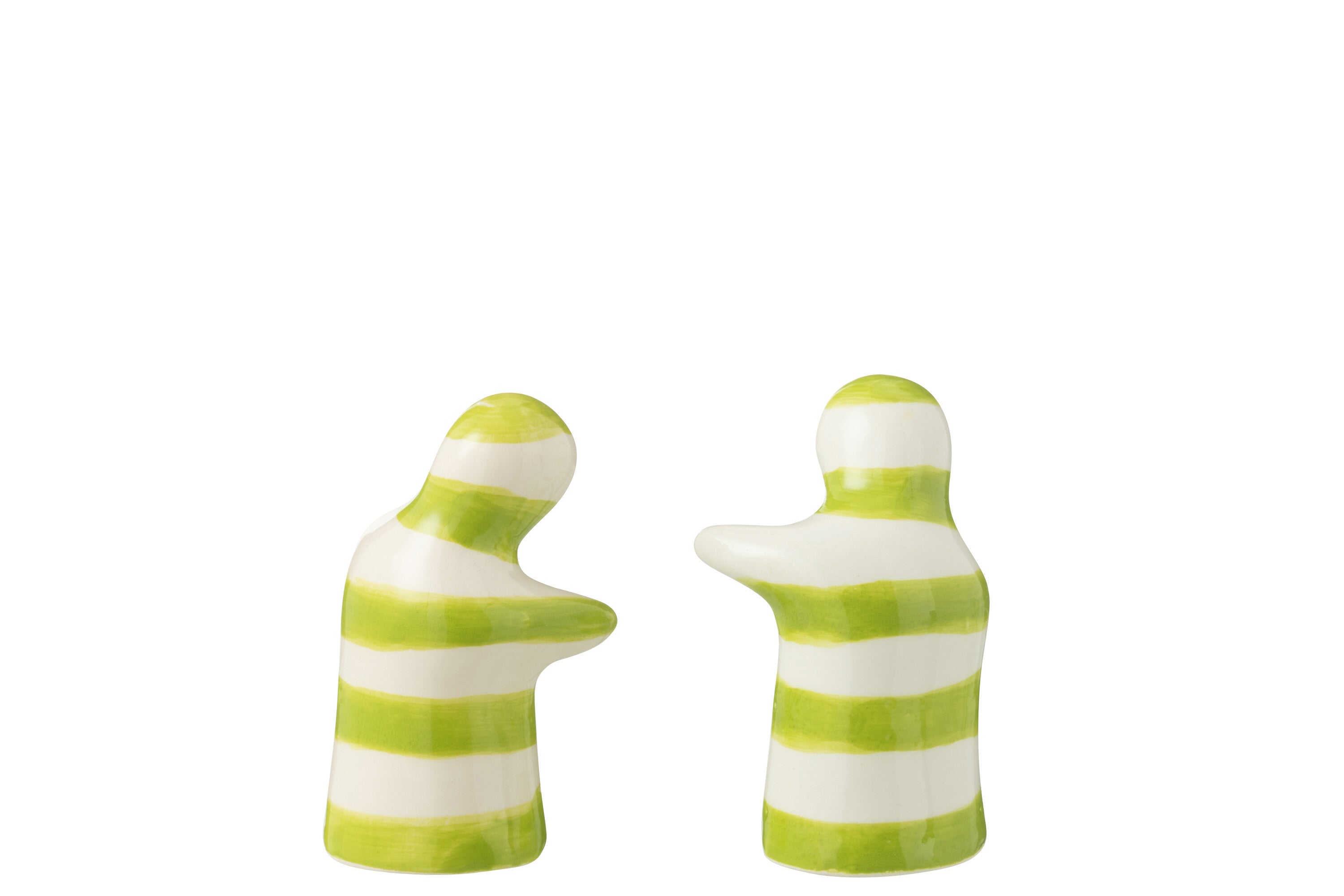 J-Line peper- & zoutstellen Granada Stripes - keramiek - wit groen