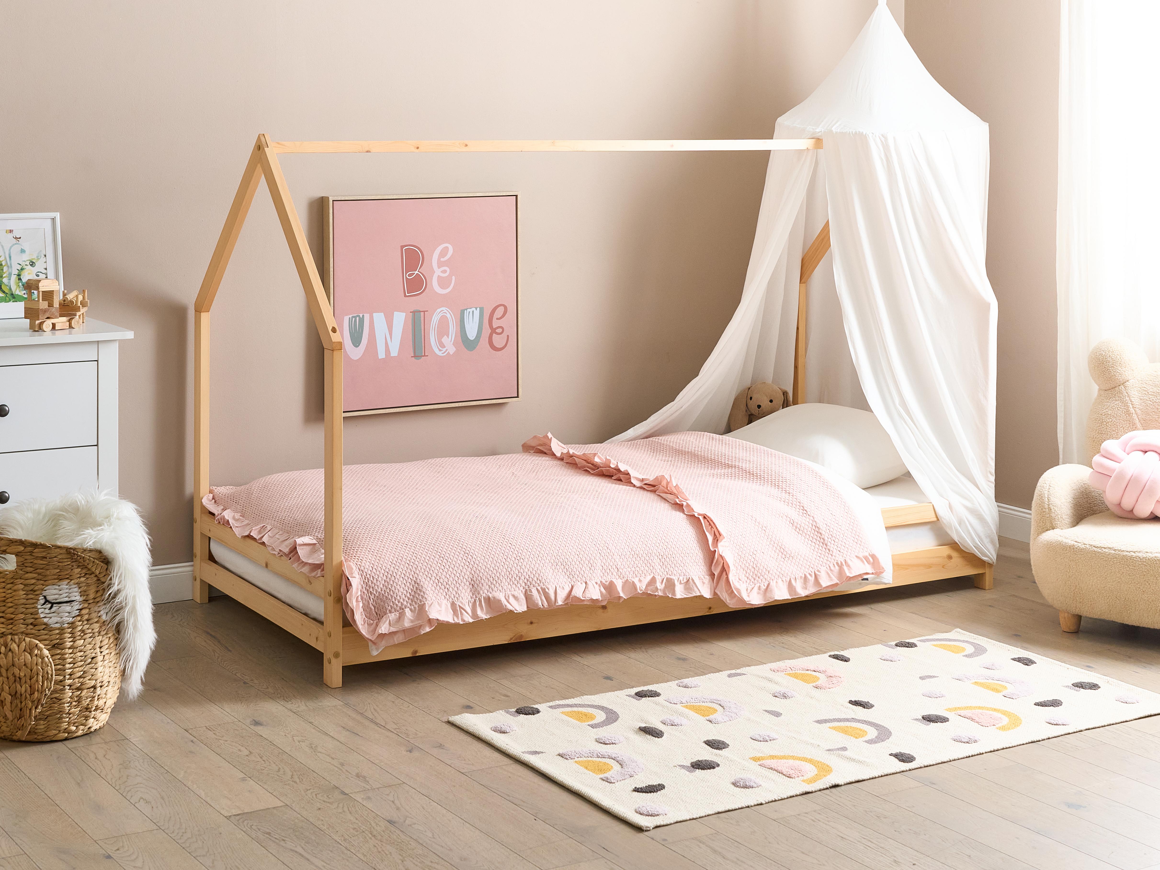 Kids Bed House Pine Wood APPY 90 x 200 cm (EU Single) Light Brown