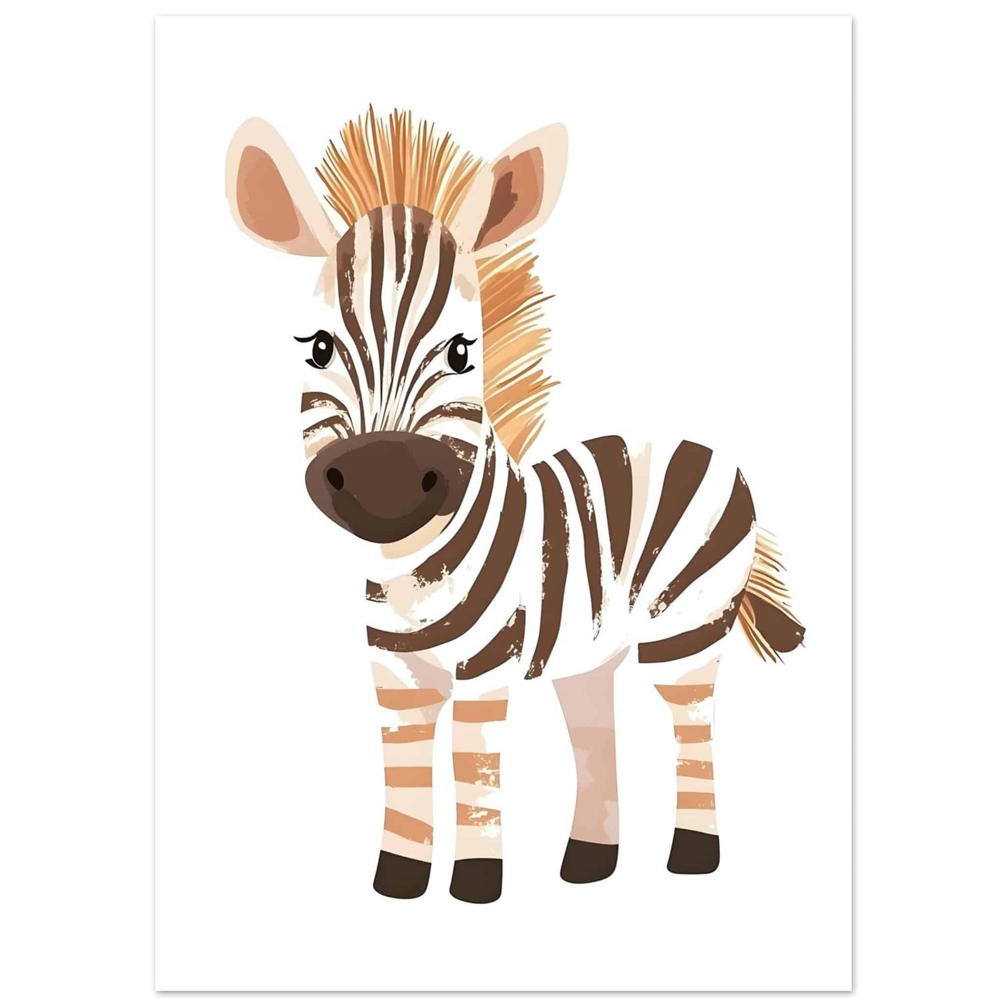 Artfulprints Poster Lieve zebra  - 50x70 cm - Zwart / Wit
