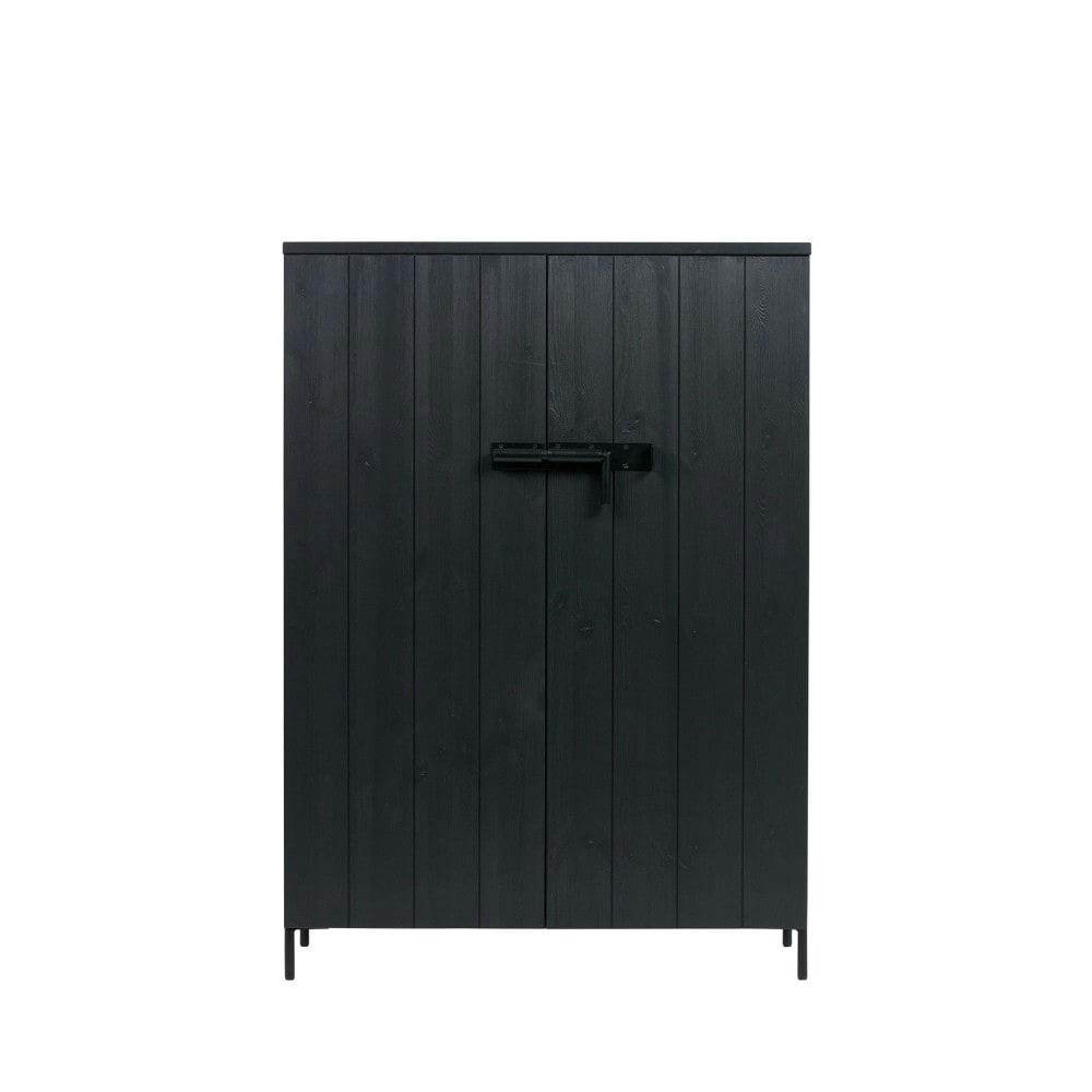 BRUUT - Armoire 2 portes en pin brossé noir