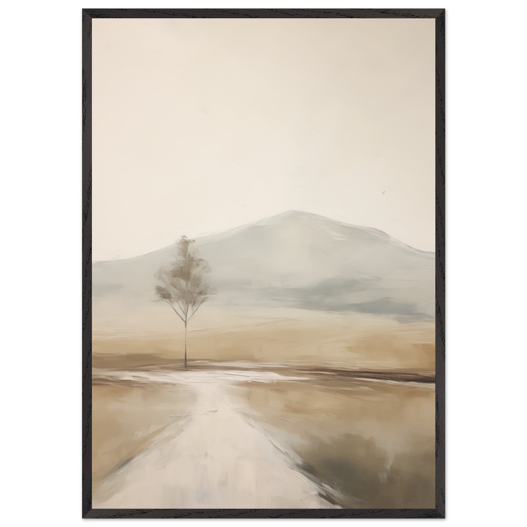 Artfulprints Poster met Lijst Abstract - Tree path  - 70x100 cm - Taupe