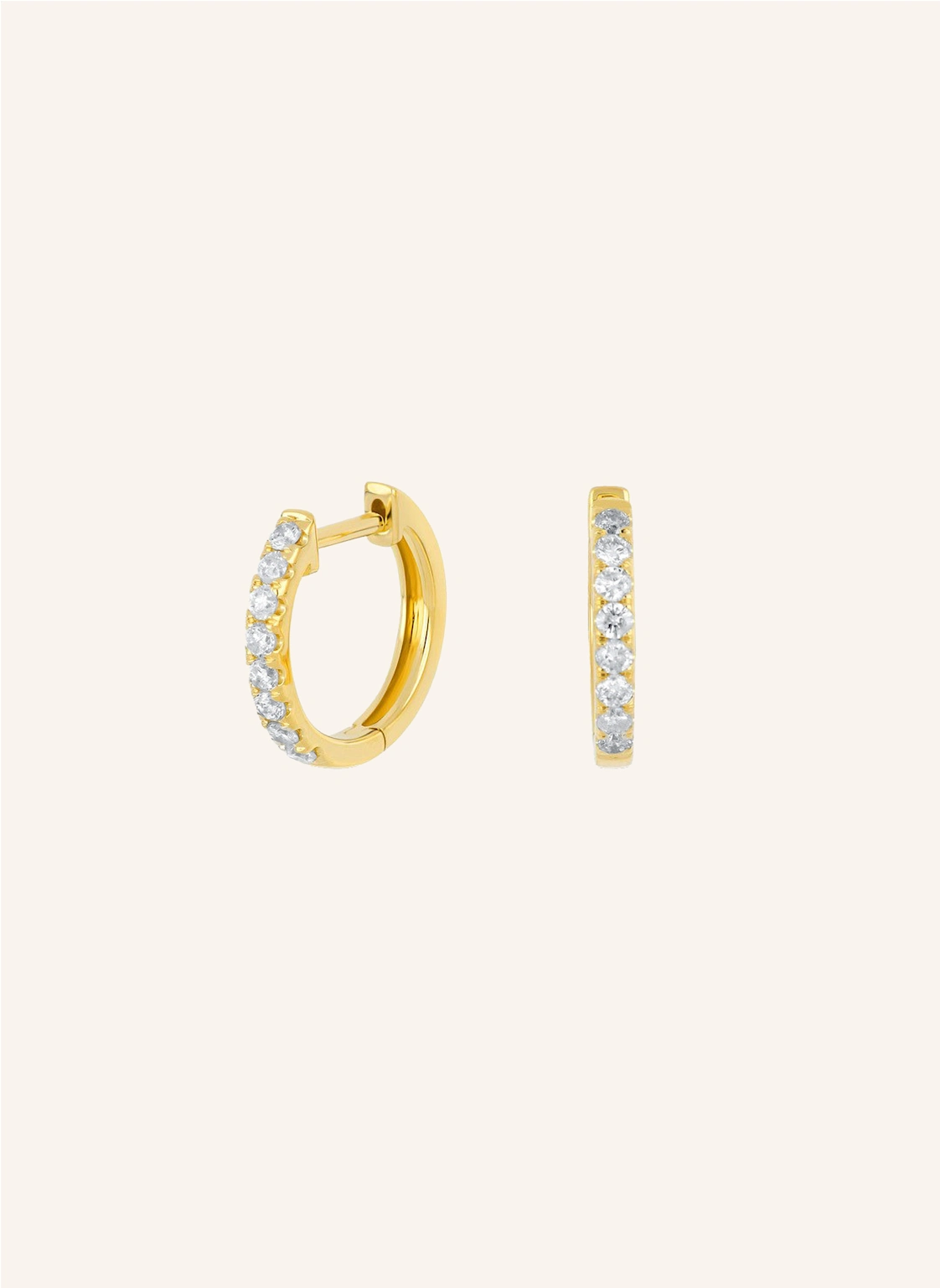 Leaf Creolen CIRCLE Big aus 18 Karat Gelbgold mit Diamanten