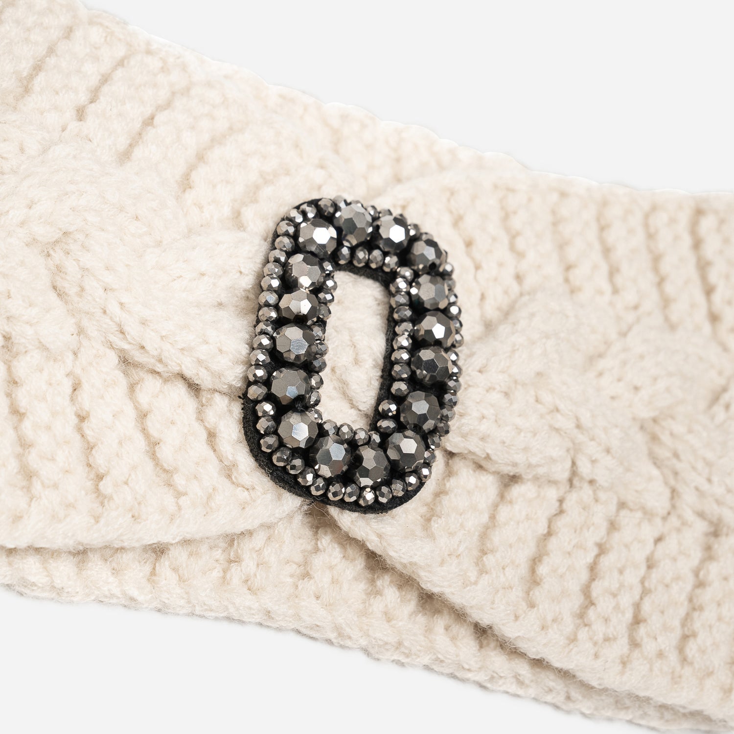Headband TEXTO écru torsadé avec bijou