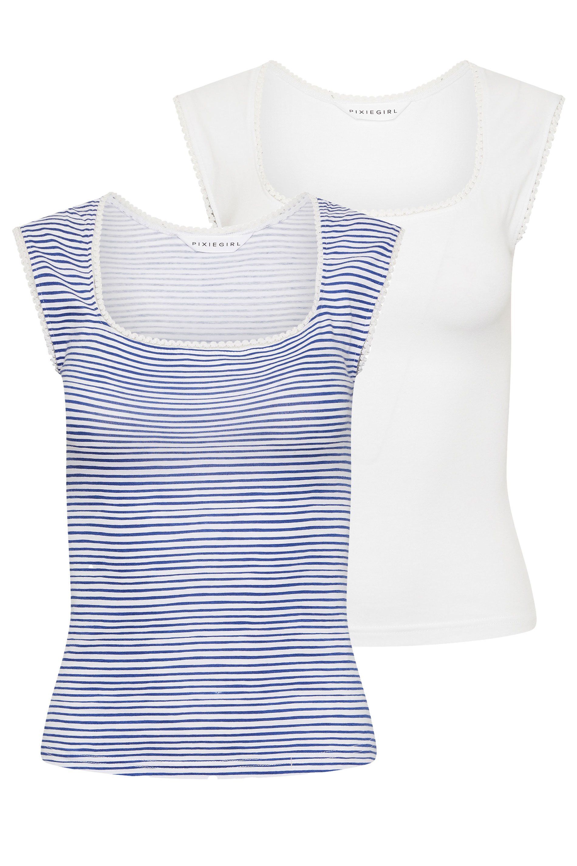 PixieGirl Petite 2 Pack Stripe Vest Tops