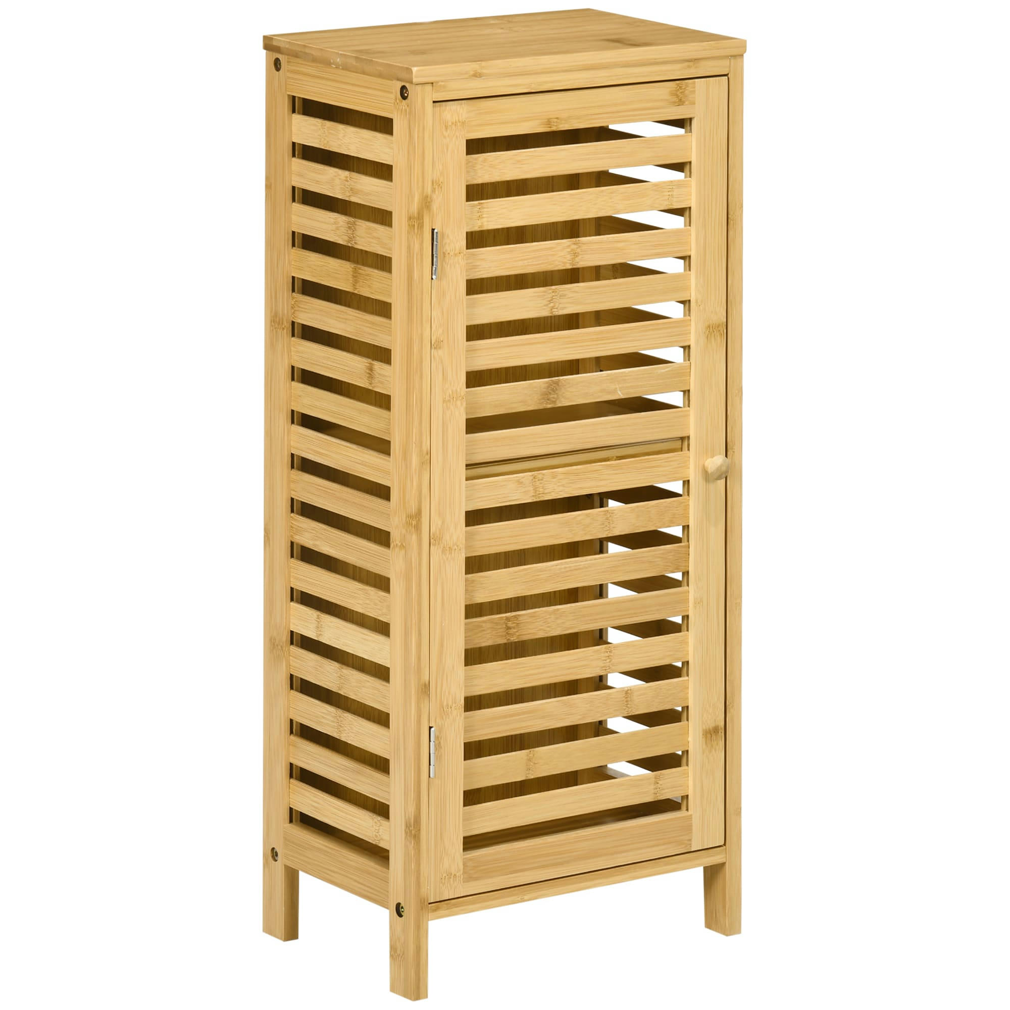 - Meuble bas de salle de bain - porte, étagère - bois de bambou verni