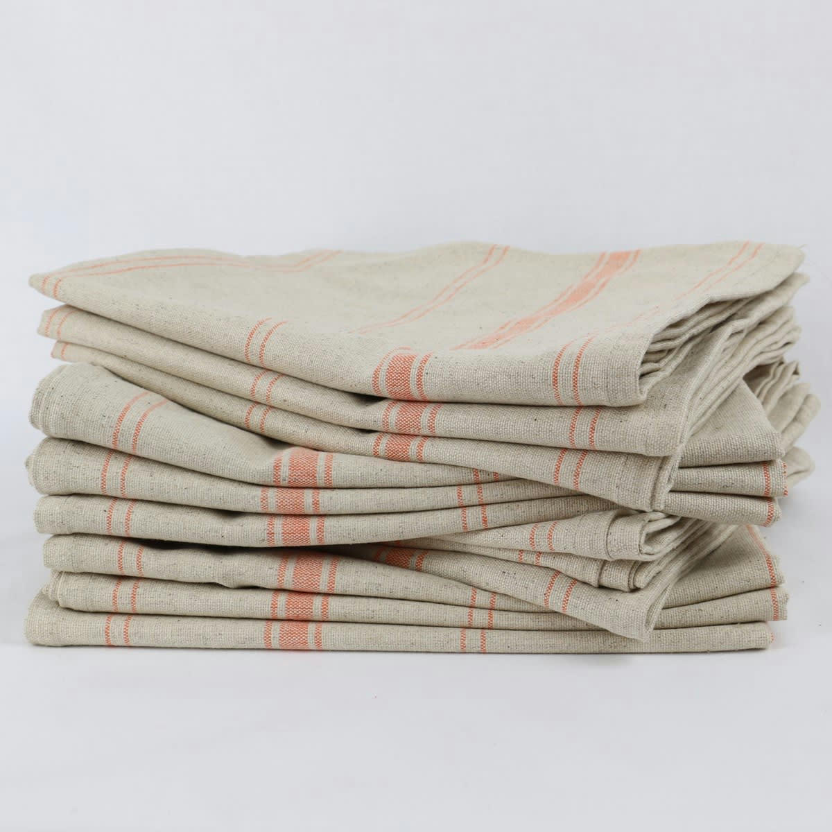 BRASSERIE - Lot de 12 Torchons en Lin Orange