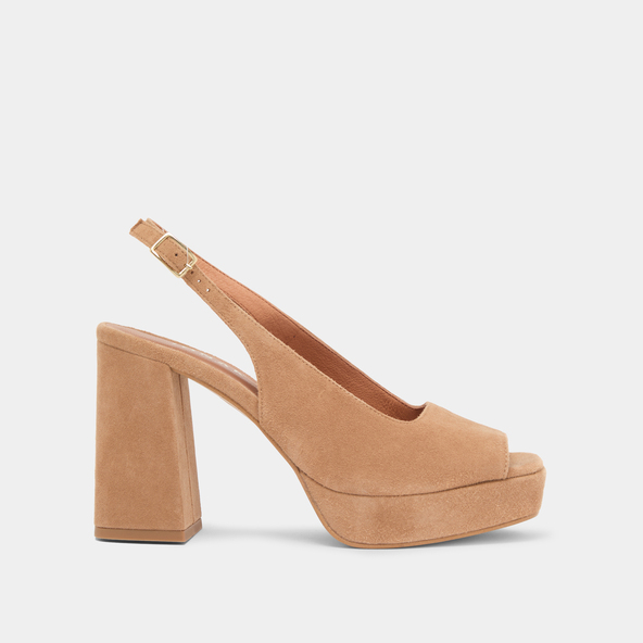 Escarpins slingbacksen velours camel | VLADIM