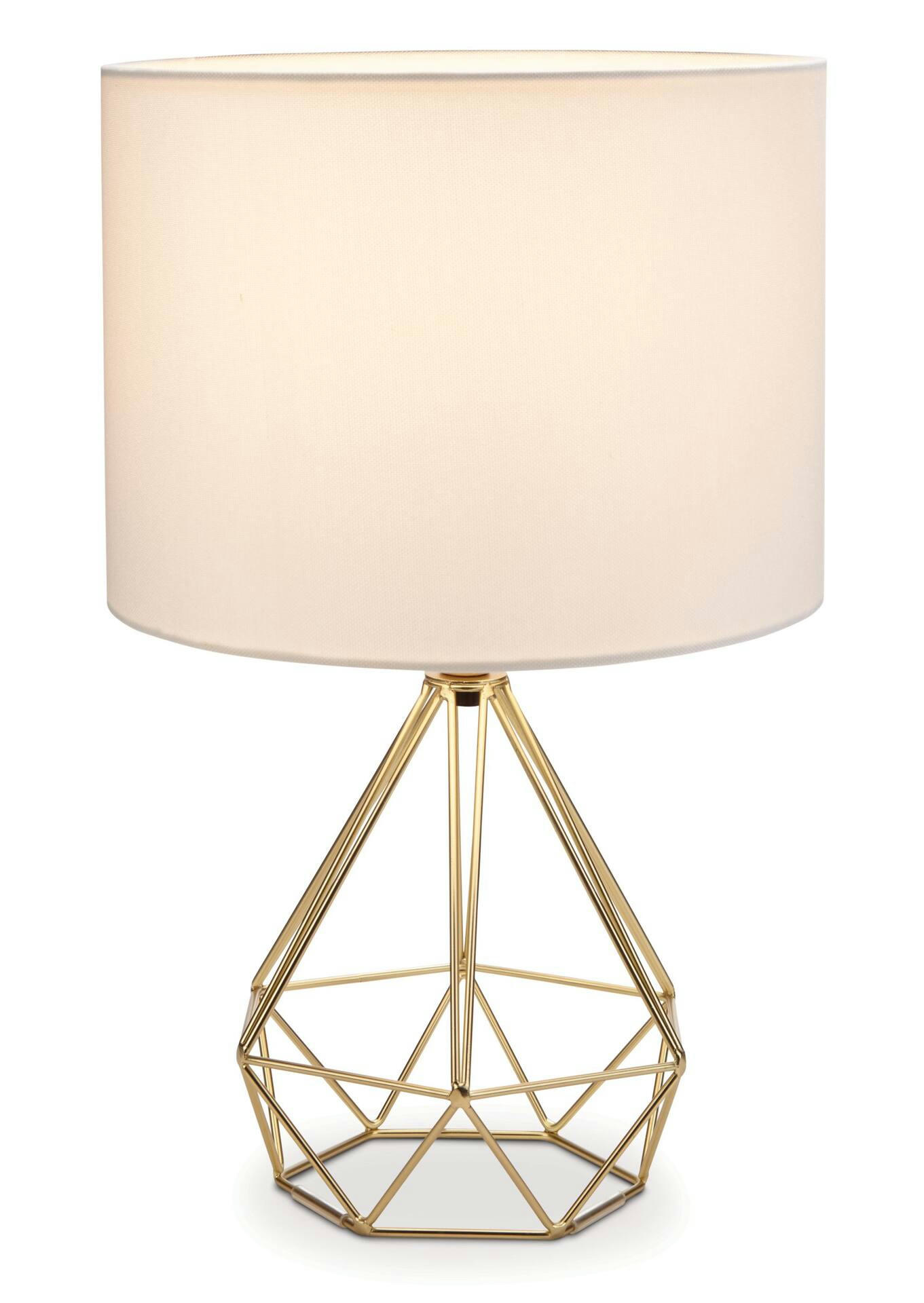 CANVAS Elita White Shade Geo Table Lamp, 16-in, Gold