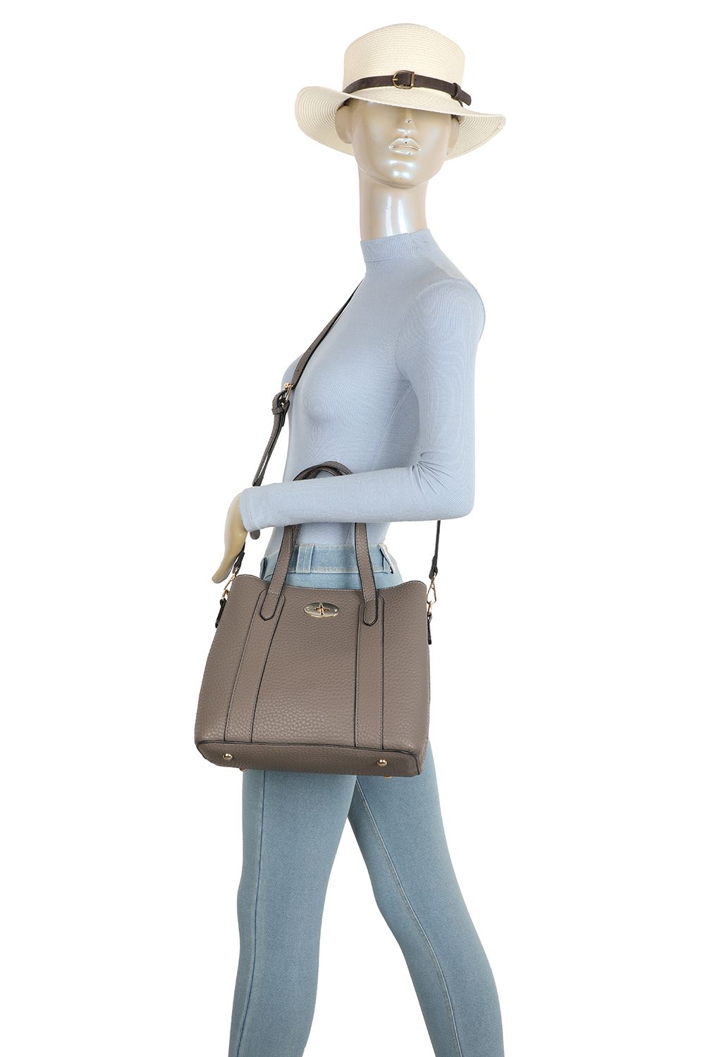 Fontanella Fashion Evoline PU Leather Top Handle HandBag With Extra Removable Strap