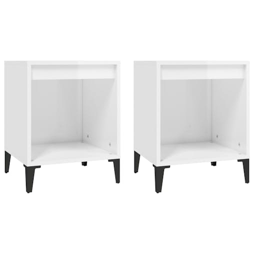 NNEVL Bedside Cabinets 2 pcs High Gloss White 40x35x50 cm