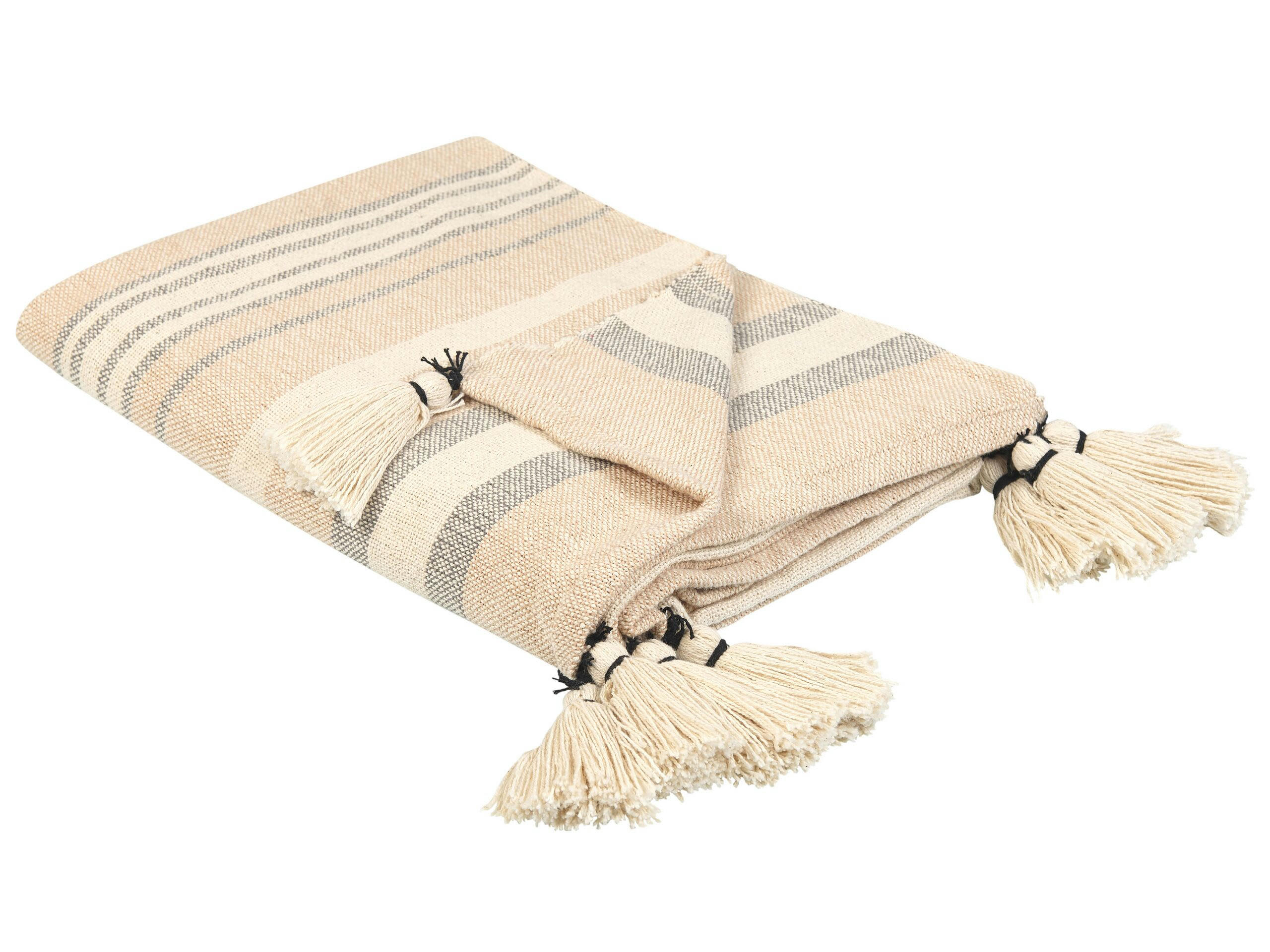 YARSELI - Couverture en coton beige 170x130cm