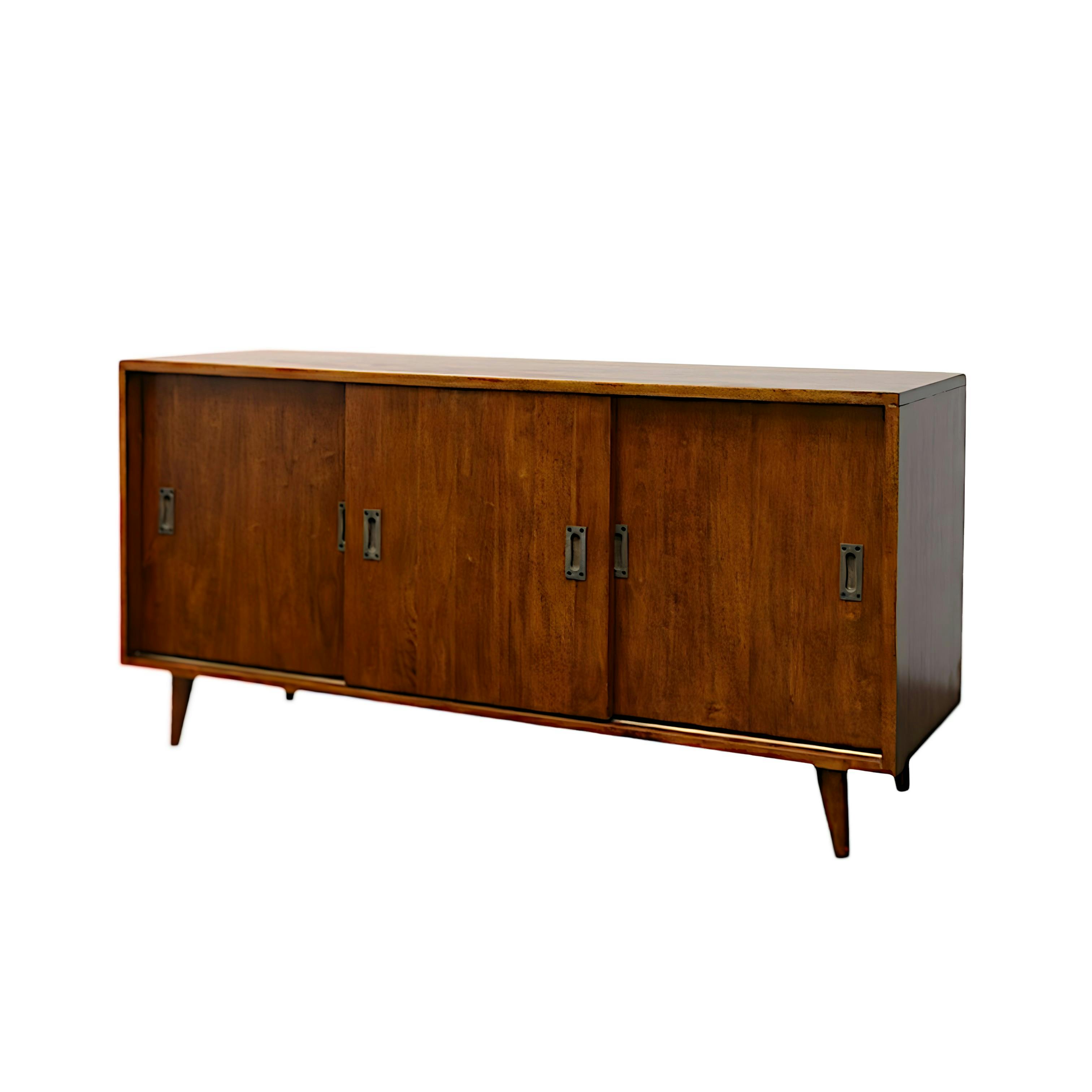 Meuble TV / Buffet Hévéa 3 portes coulissantes 140x45x74cm SIXTIES