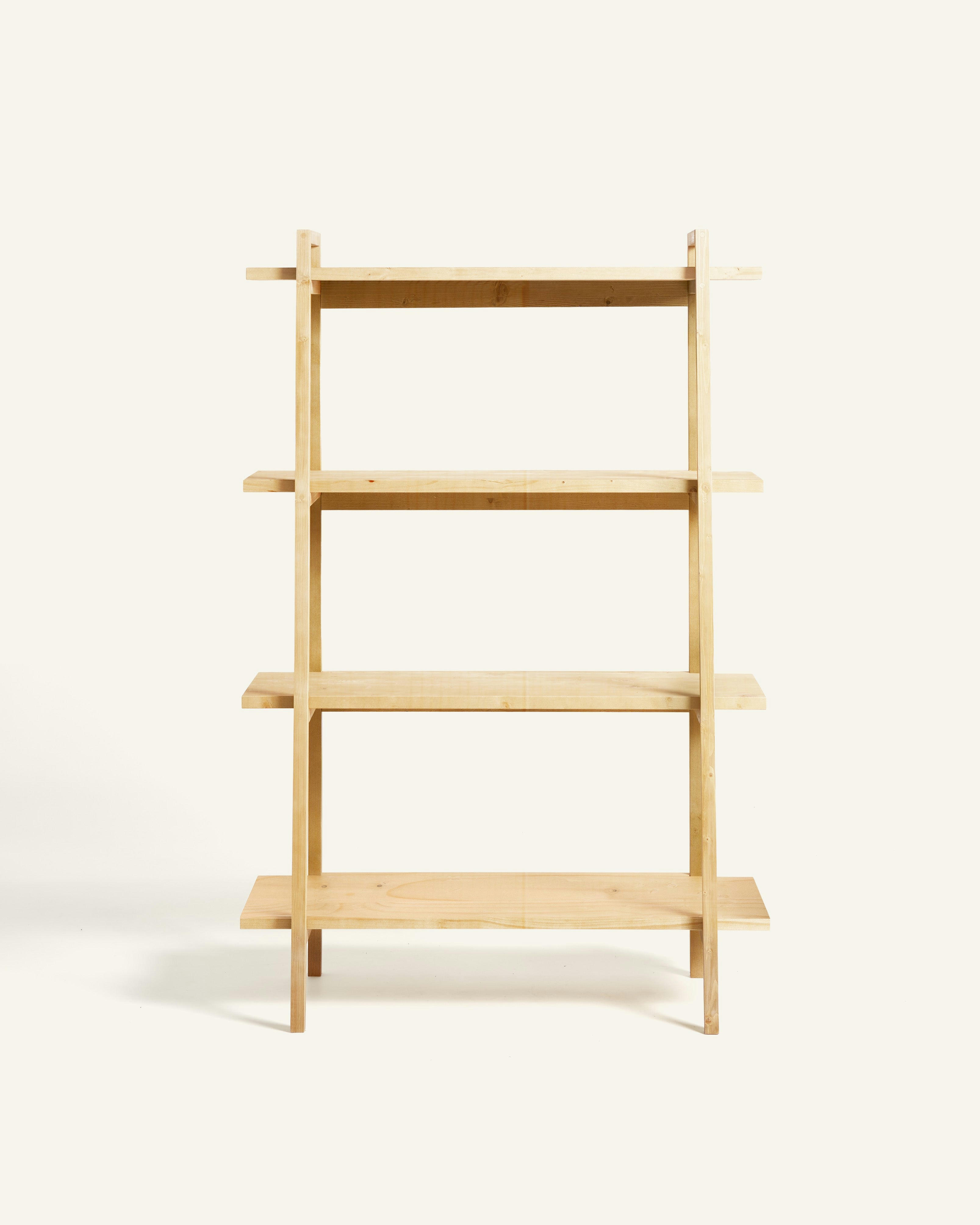 MARLENE - Bibliothèque en bois d’épicéa en couleur beige