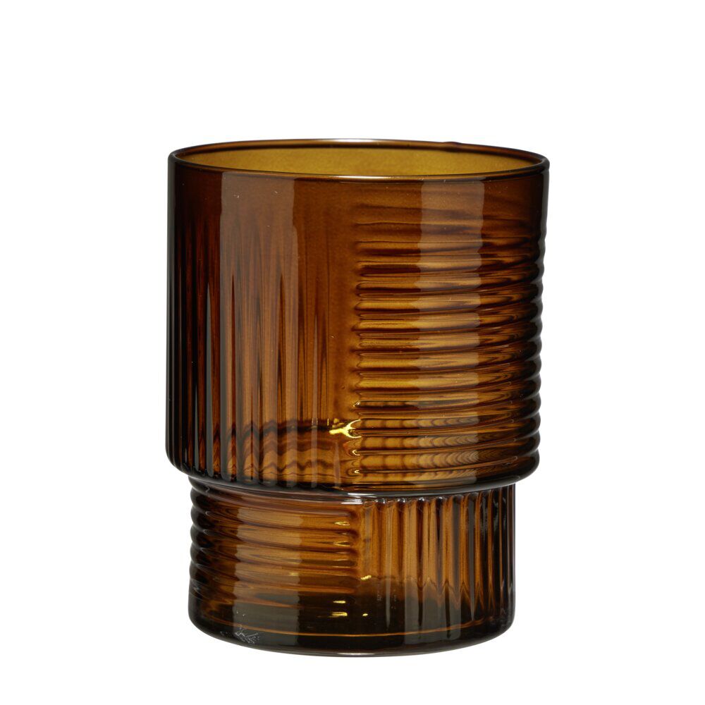 Verre bas 325 ml Helen verre strié Ø9XH7 cm (3 modèles jaune marron ou beige)