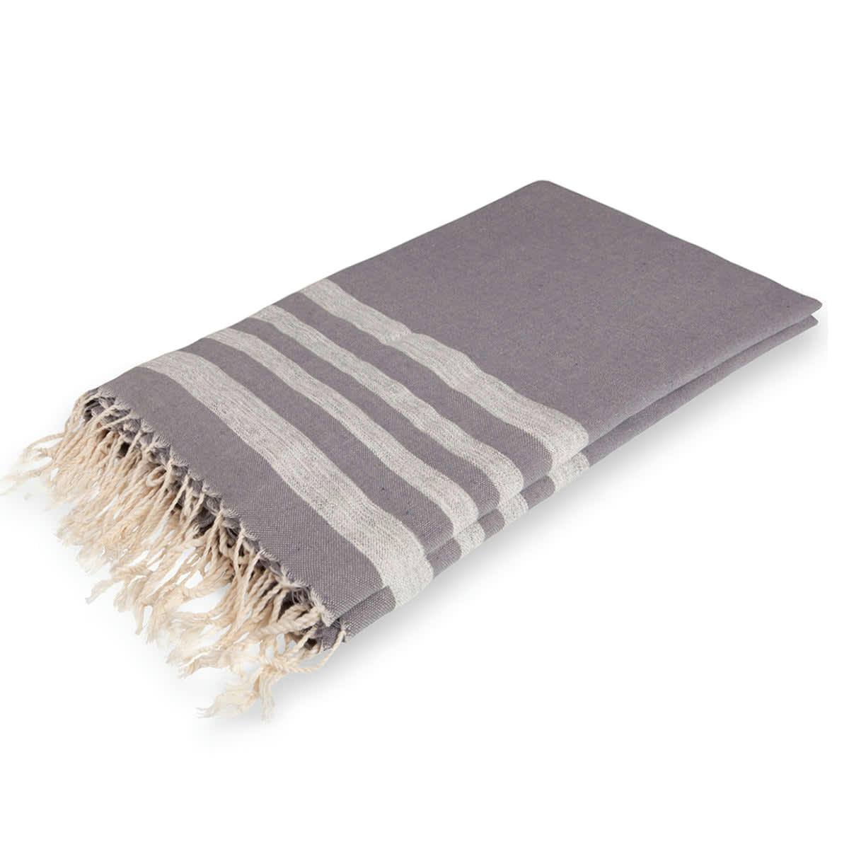 HAMPTONS - Nappe lurex coton  150x250 gris moyen / argent