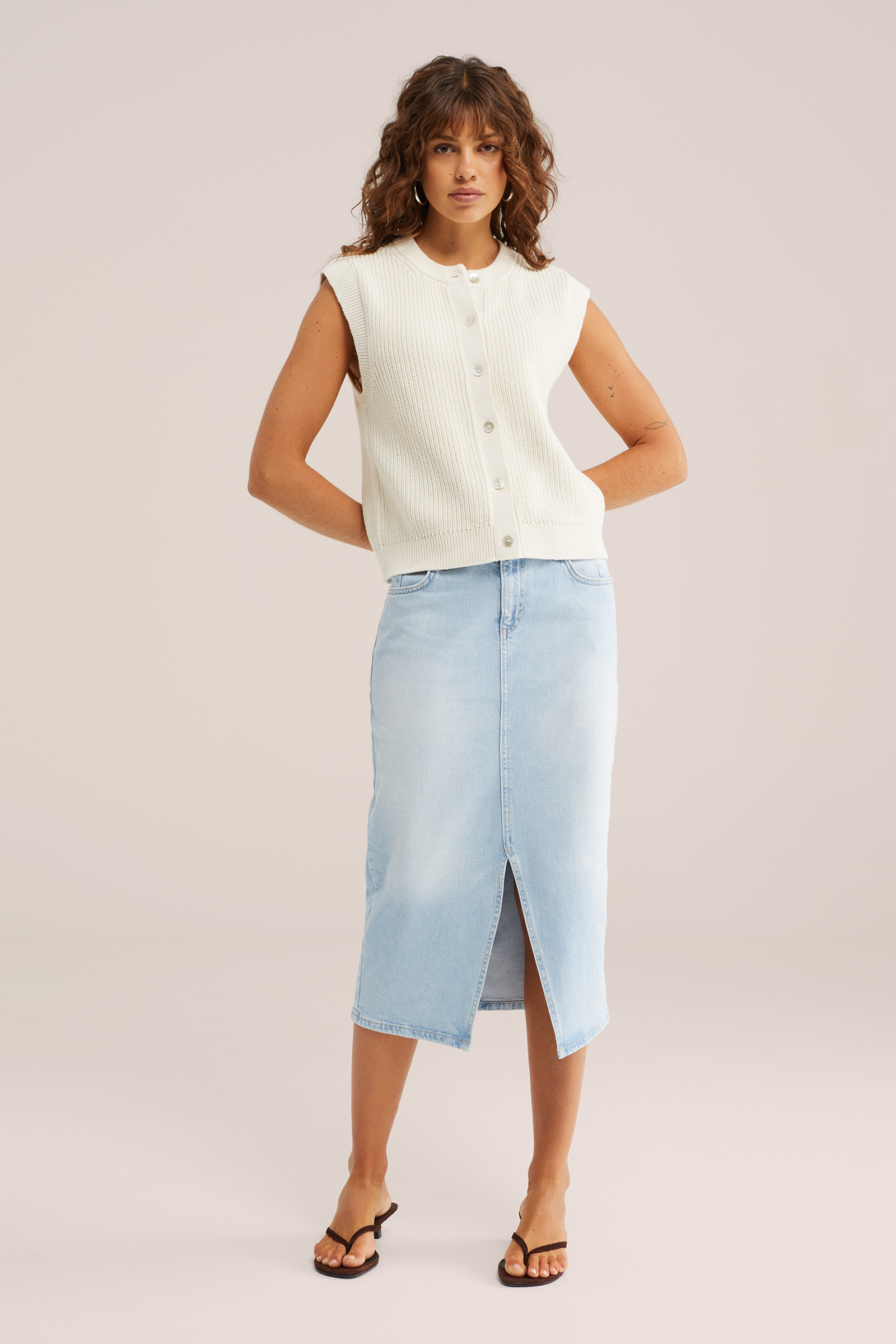 Dames midi denim rok