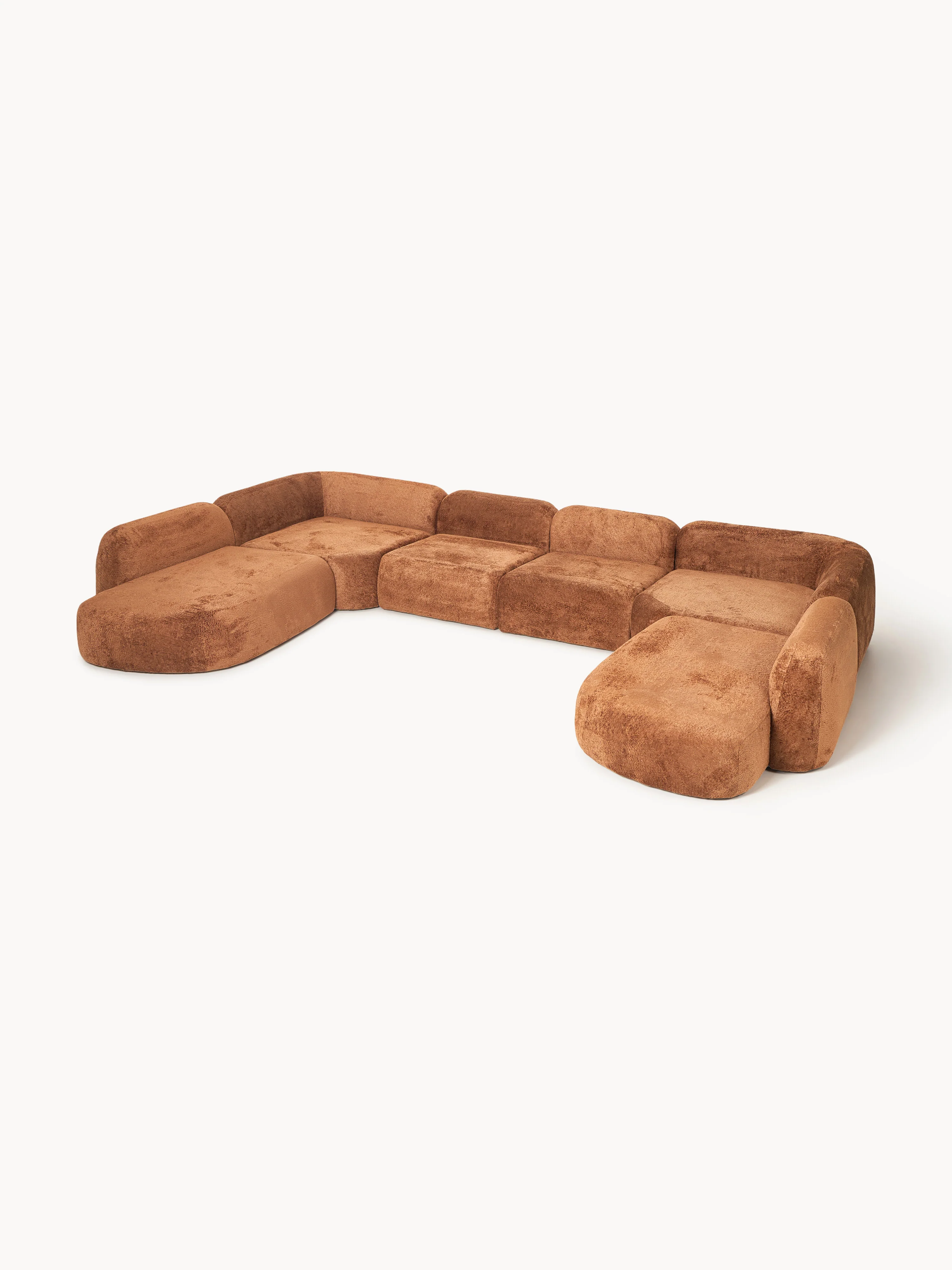Modulares XL-Sofa Wolke aus Teddy-Bouclé