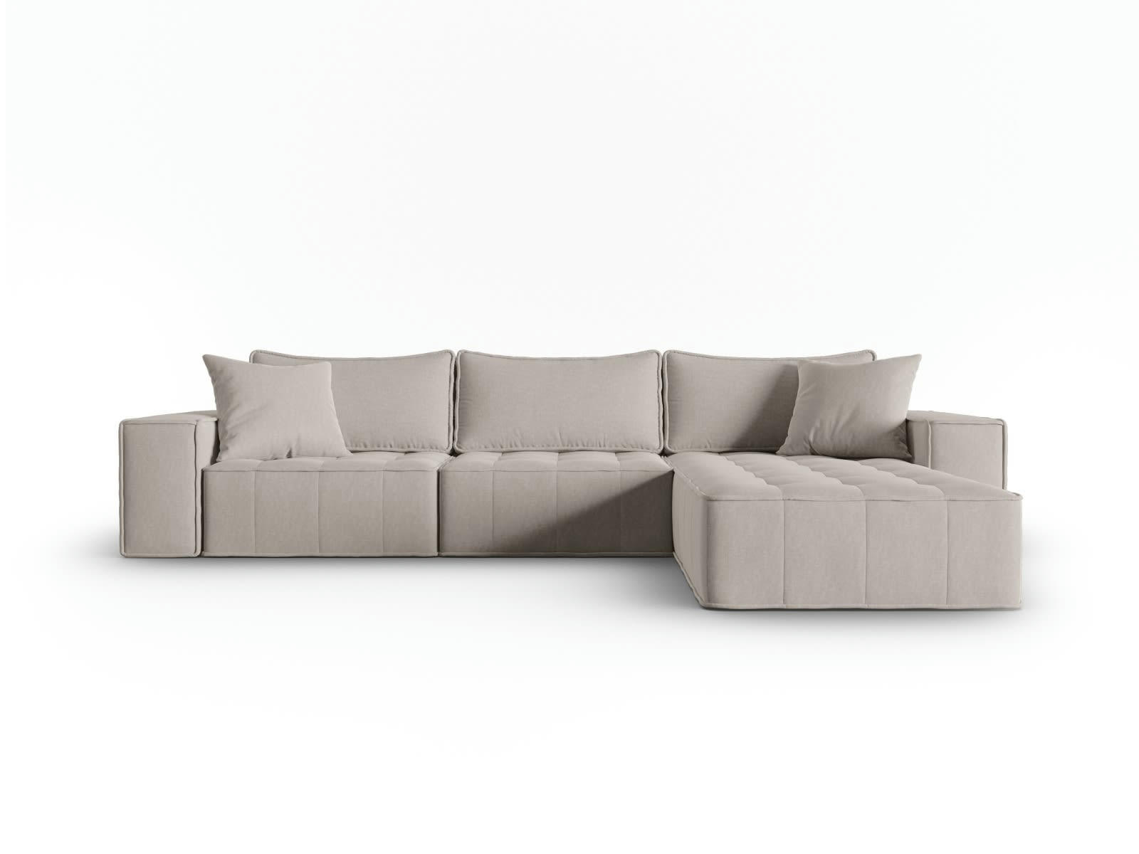 MIKE - Canapé d'angle droit modulable 5 places en tissu structurel gris clair