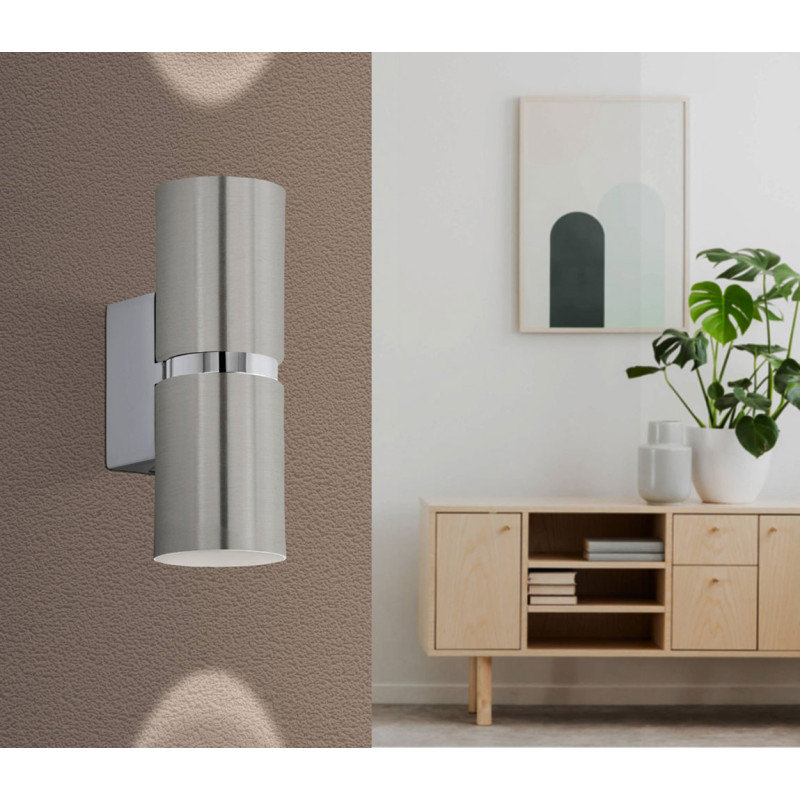 Applique murale LED Passa nickel mat et chrome GU10 2 x 3,3 W EGLO