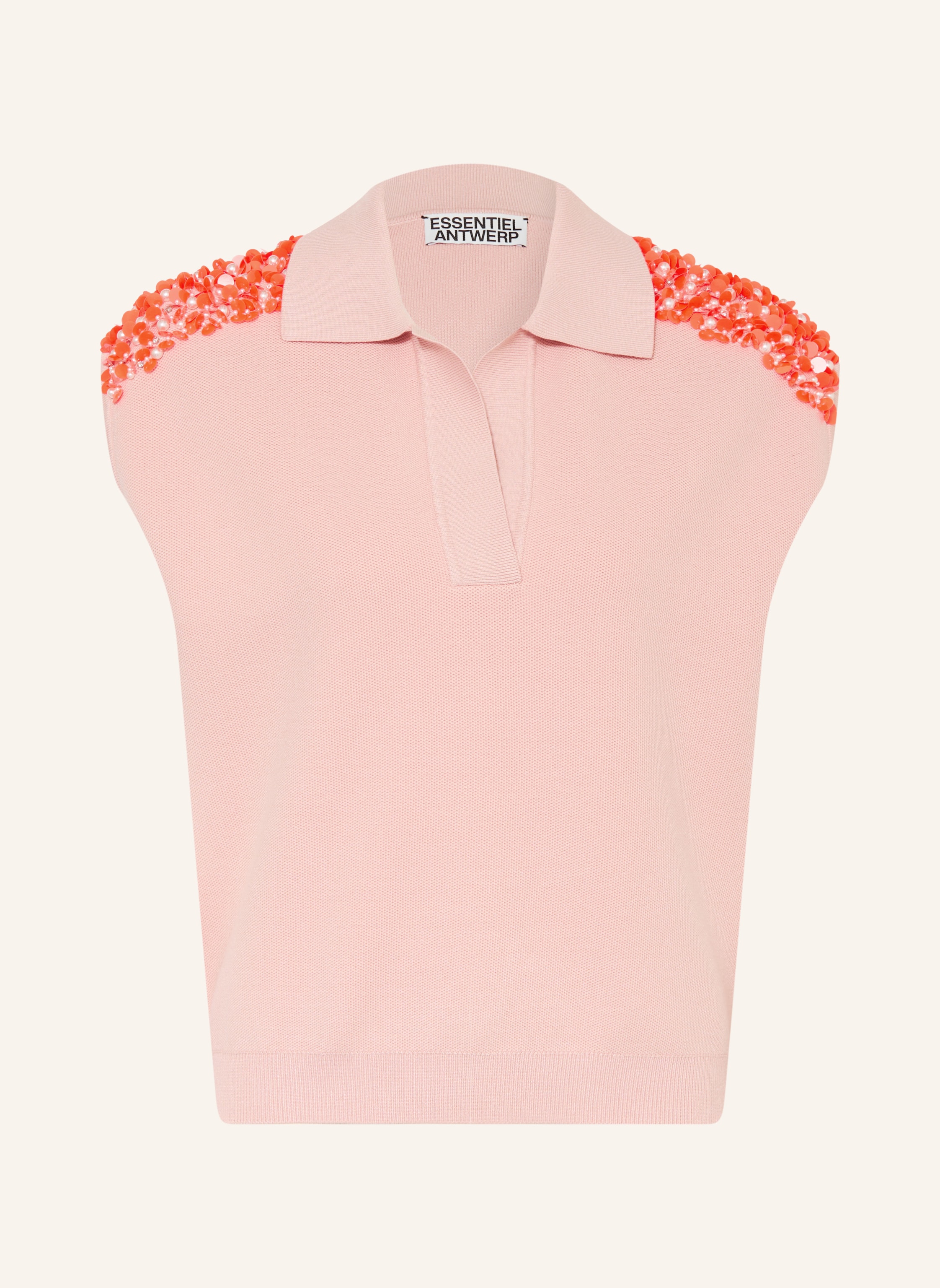 ESSENTIEL ANTWERP Strick-Poloshirt JOLINE mit Pailletten und Schmucksteinen