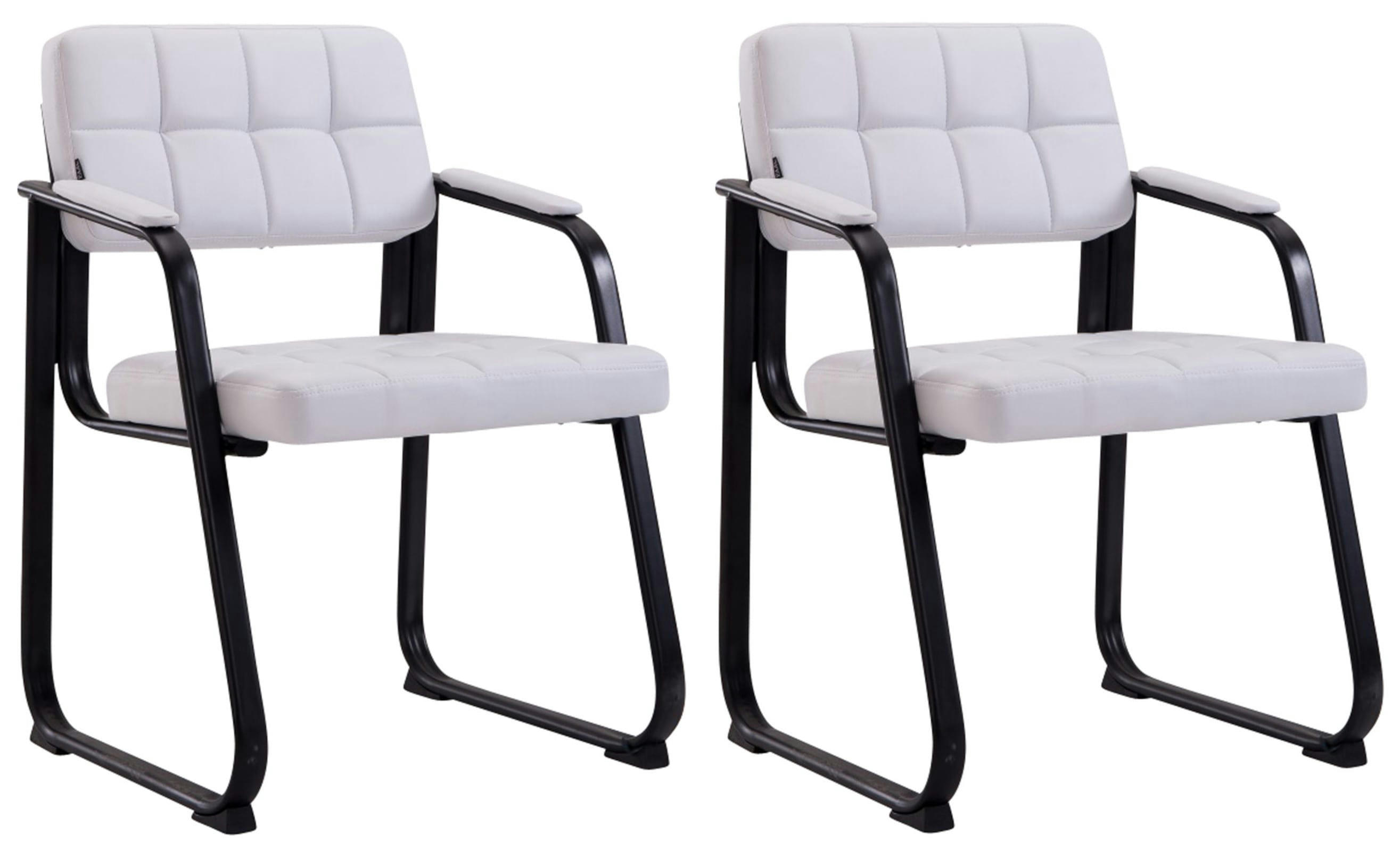 CANADA - Lot 2 chaises avec pieds en métal assise en similicuir Blanc
