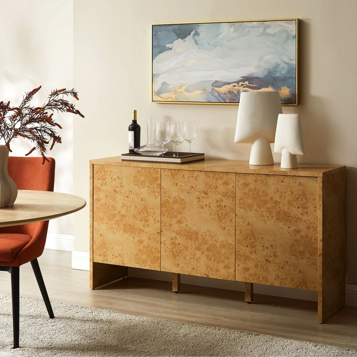 Hudson 60 Burl Wood Sideboard